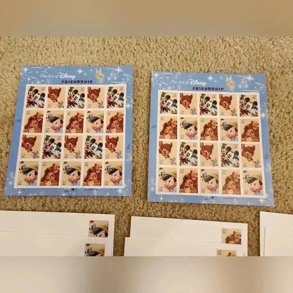 THE ART OF DISNEY Lot Of Full Sheets of 2 16 US Stamps And 5 Sets Of 4 Envelopes - Picture 4 of 4